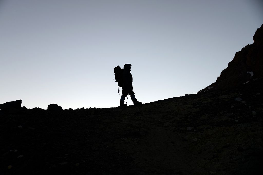 09 Inka Guide Agustin Aramayo Silhouetted On The Climb Between Colera Camp 3 And Independencia On The Way To Aconcagua Summit